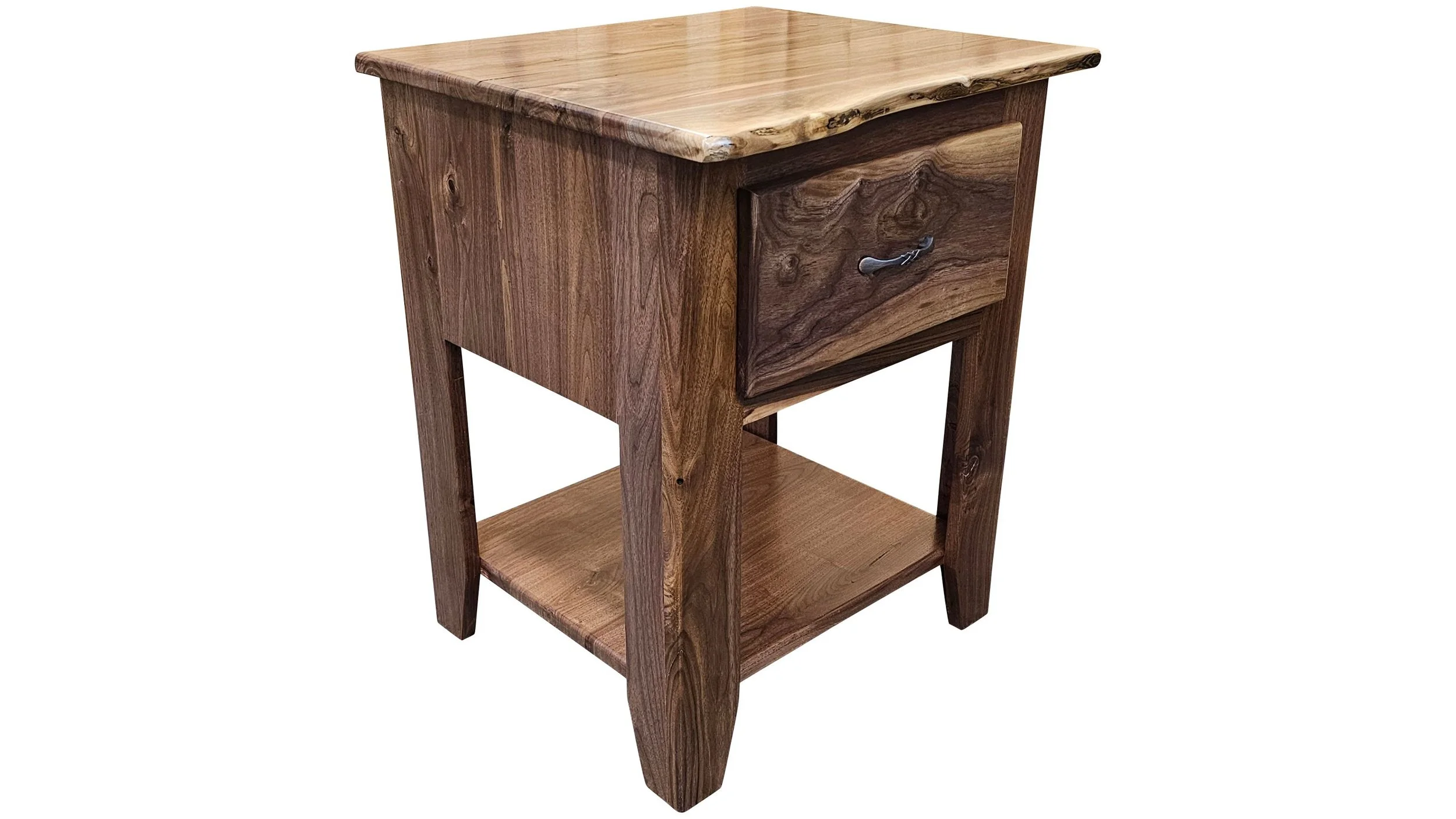 Black Walnut Live Edge 1 Drawer Nightstand — EZ Mountain Rustic